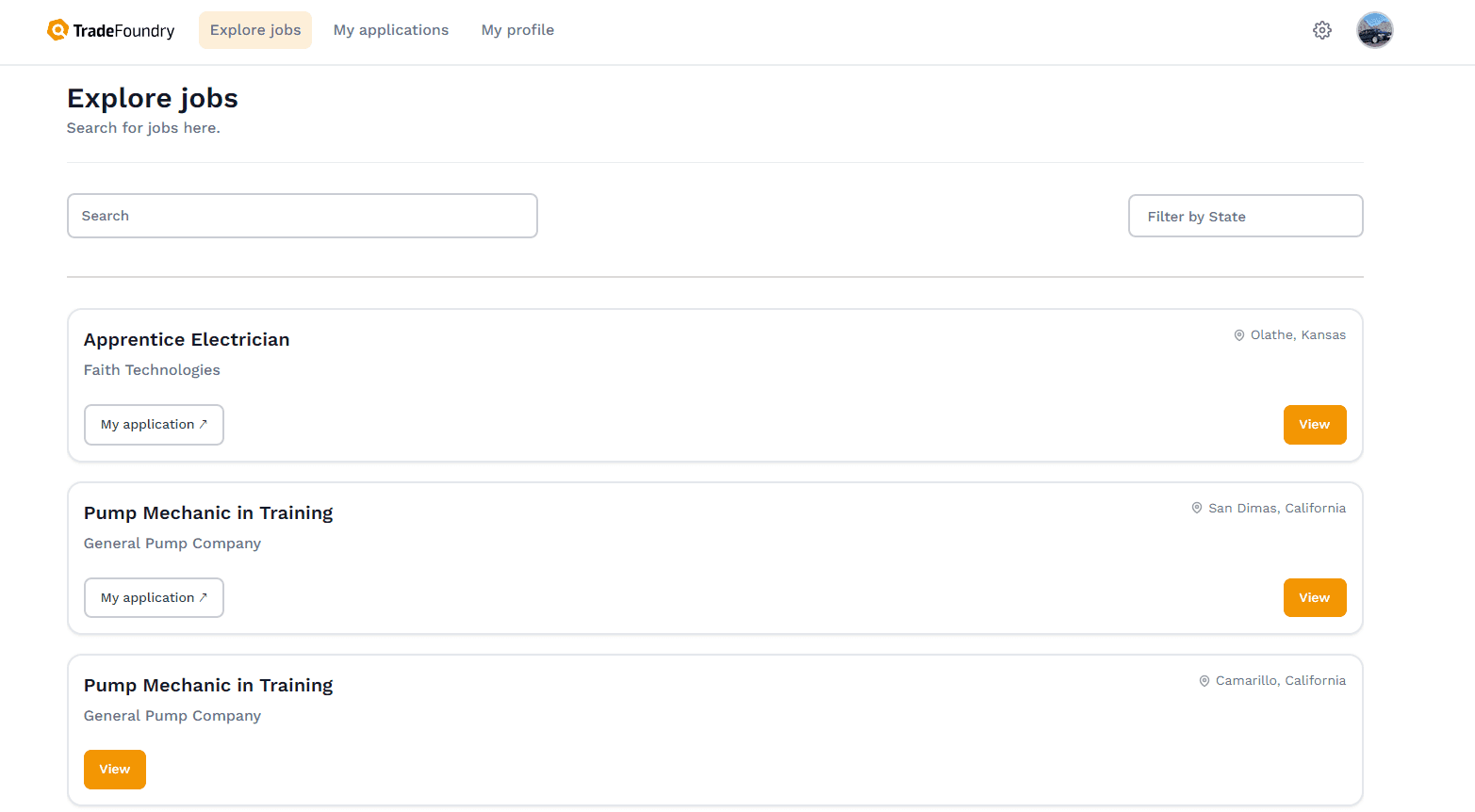 Explore jobs page
